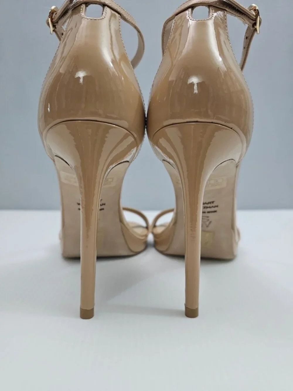 Stuart Weitzman Nudist Platform Heel Sandal Womens 9 Adobe Tan Patent Leather